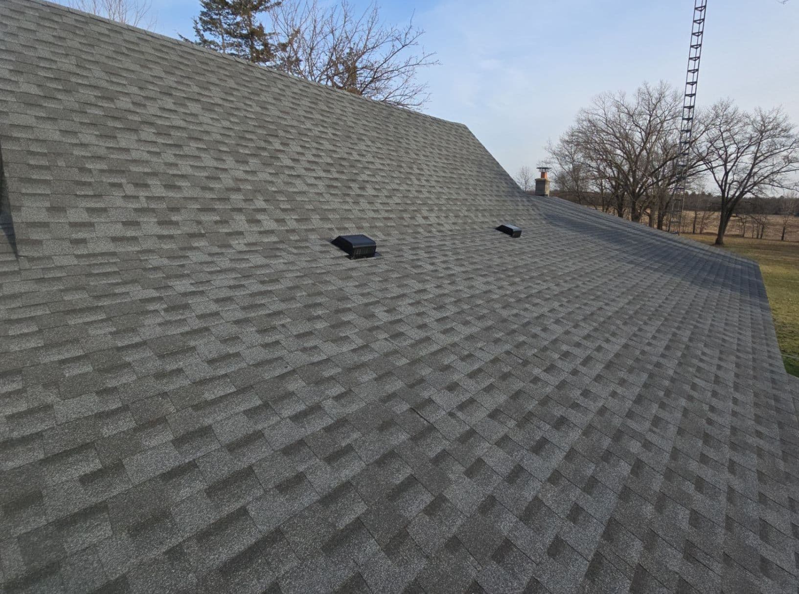Gallery photos for Hail Damage Roof Replacement with Grey Asphalt Shingles in New Lisbon: Image #1