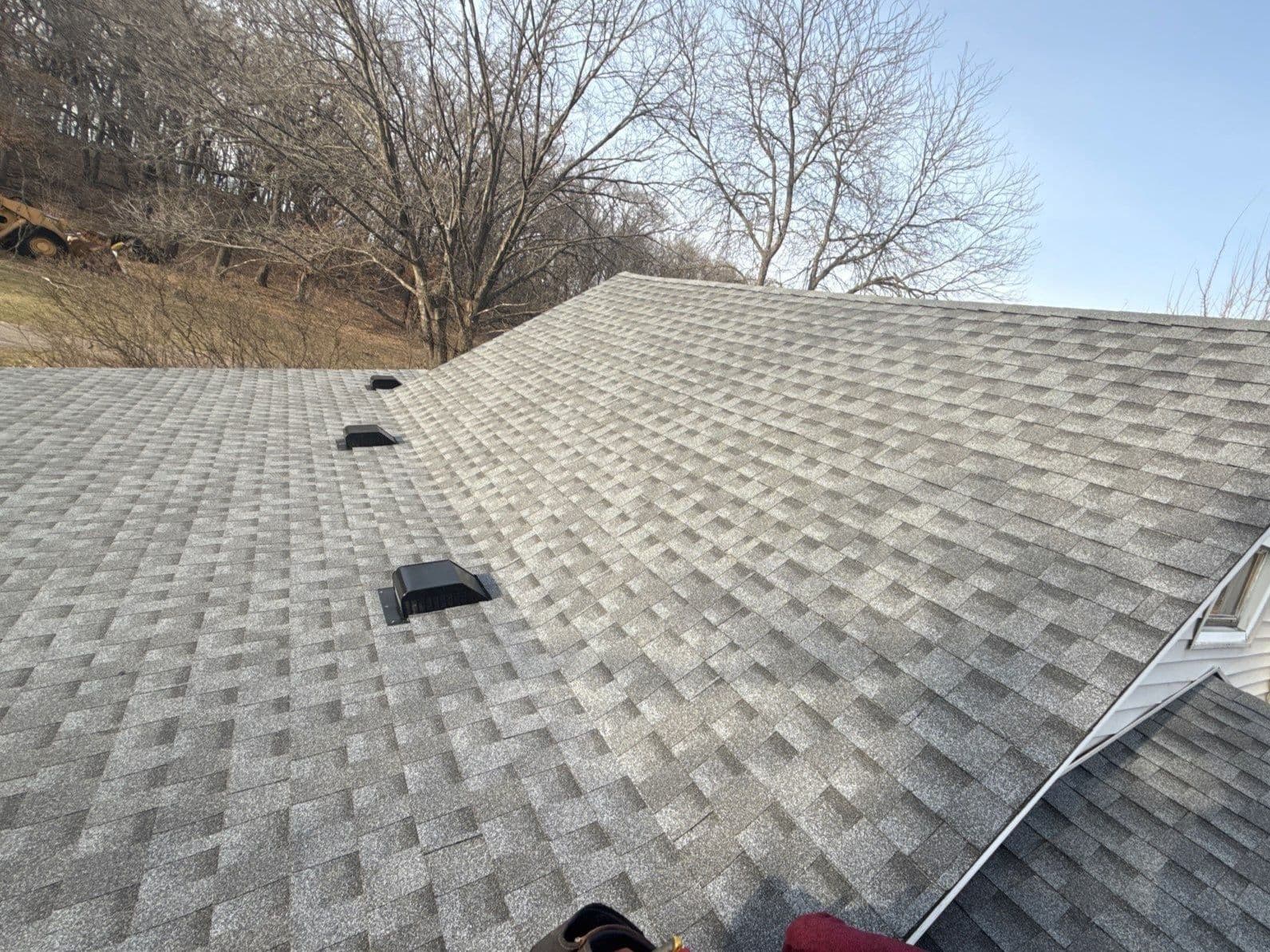 Hail Damage Roof Replacement with Grey Asphalt Shingles in New Lisbon image