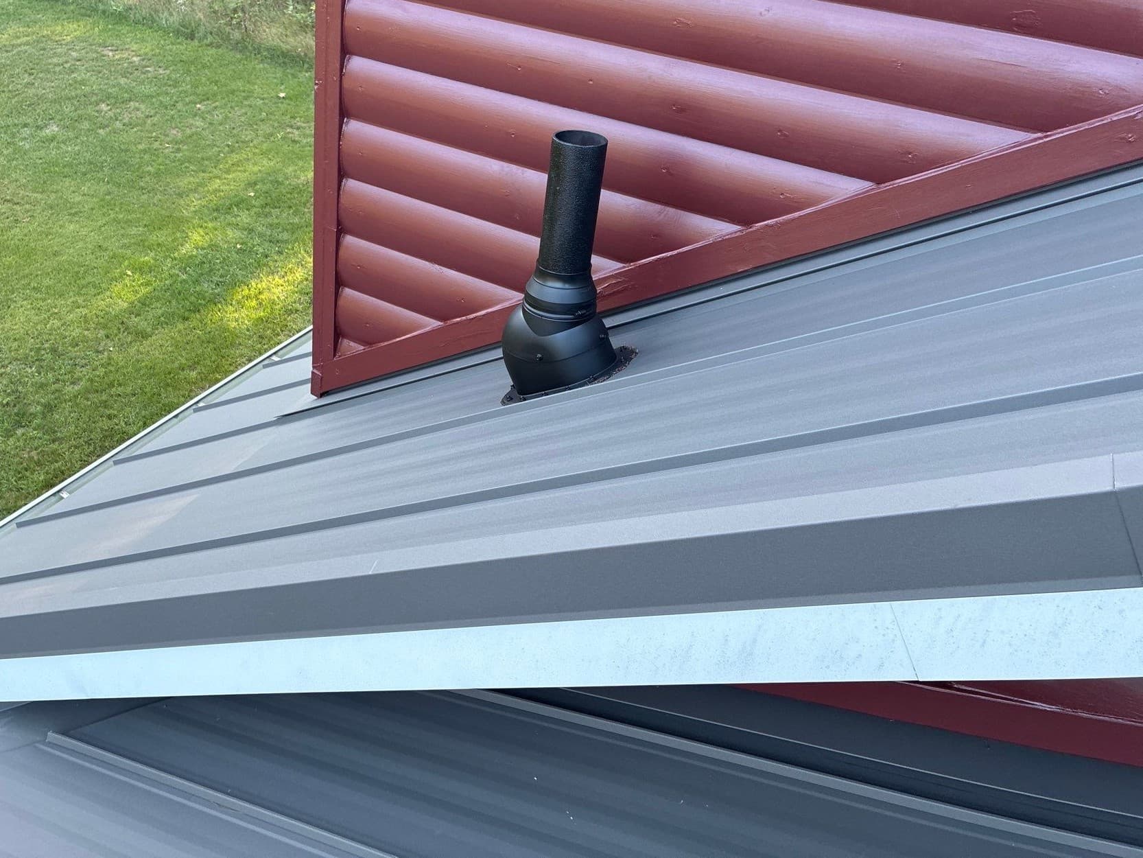 Gallery photos for Shingles to Standing Seam Metal Roof on a Grand Marsh Log Home: Image #2